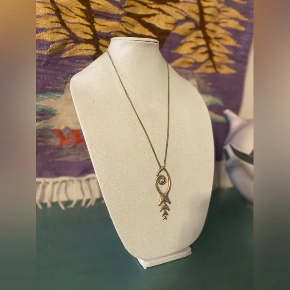 Lucky Brand Gold Bohemian Style Bone Fish Pendant Necklace - Picture 3 of 8